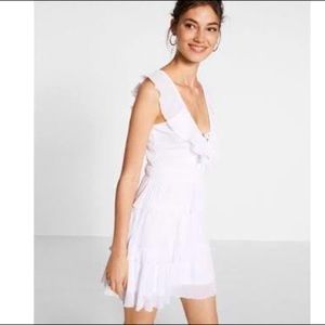 NWT Express White Ruffle Mini Dress